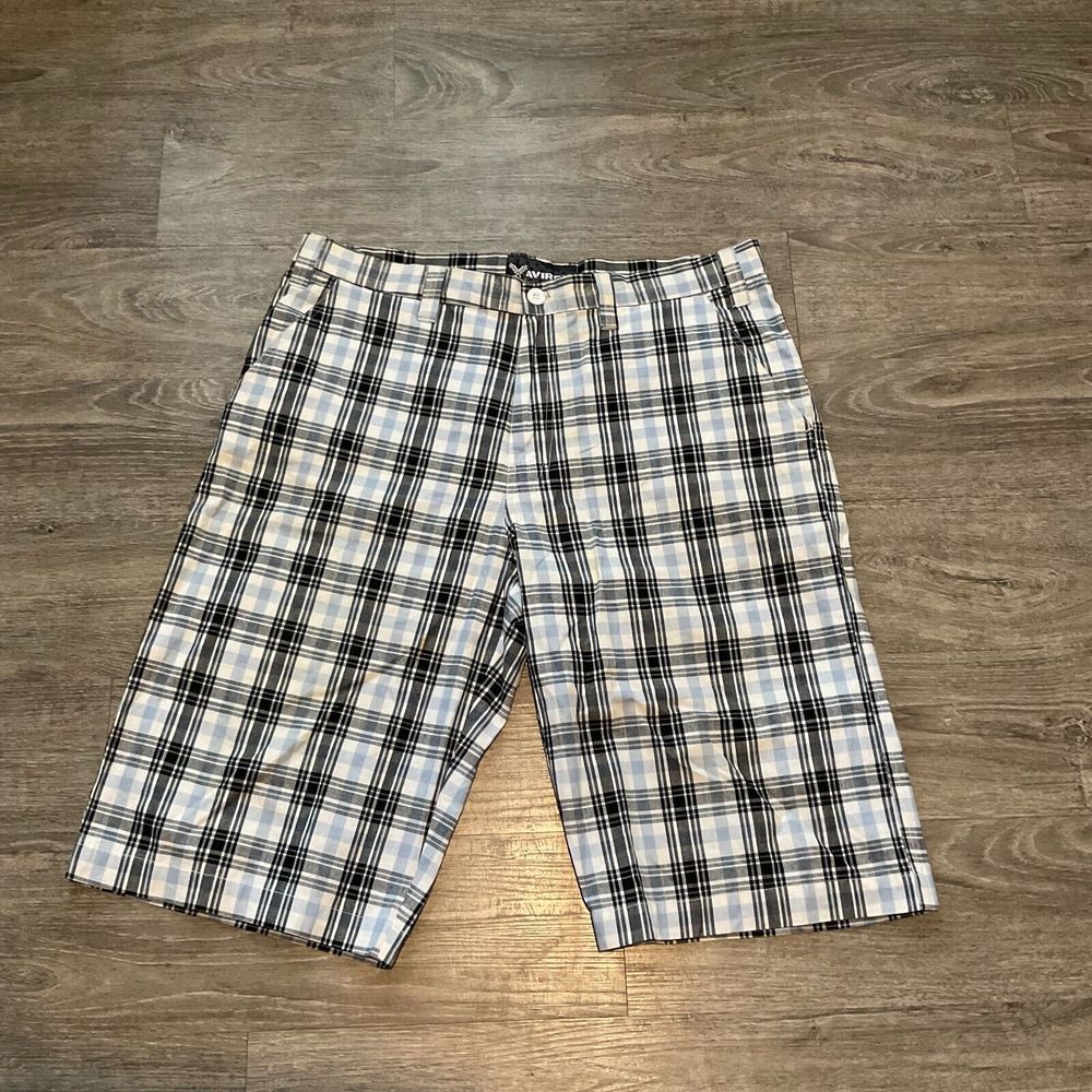 Avirex Men's Shorts Size 36 Blue Black White Plaid‎ Streetwear Y2K Hip Hop